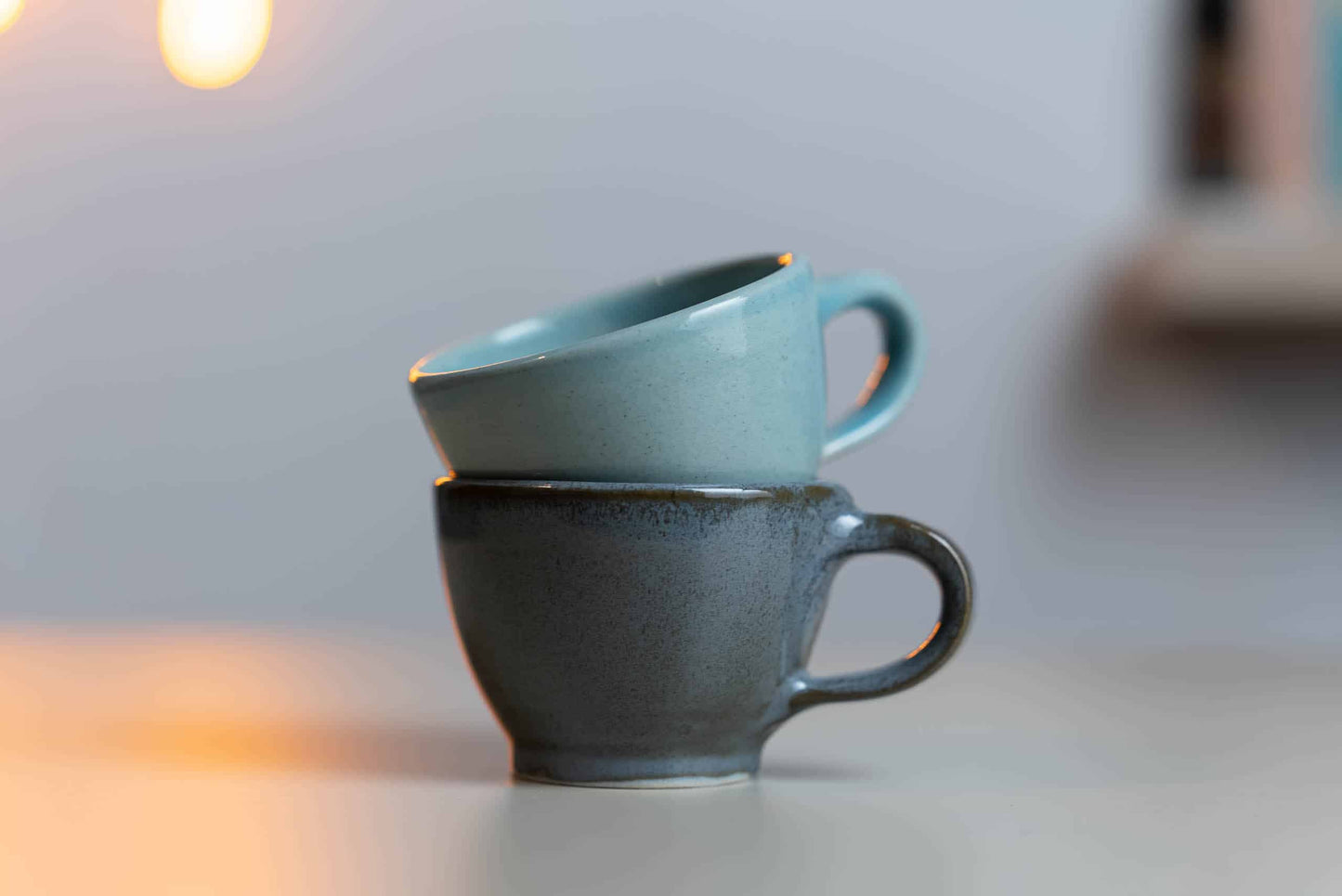 Handmade ceramic cappuccino coffee cups